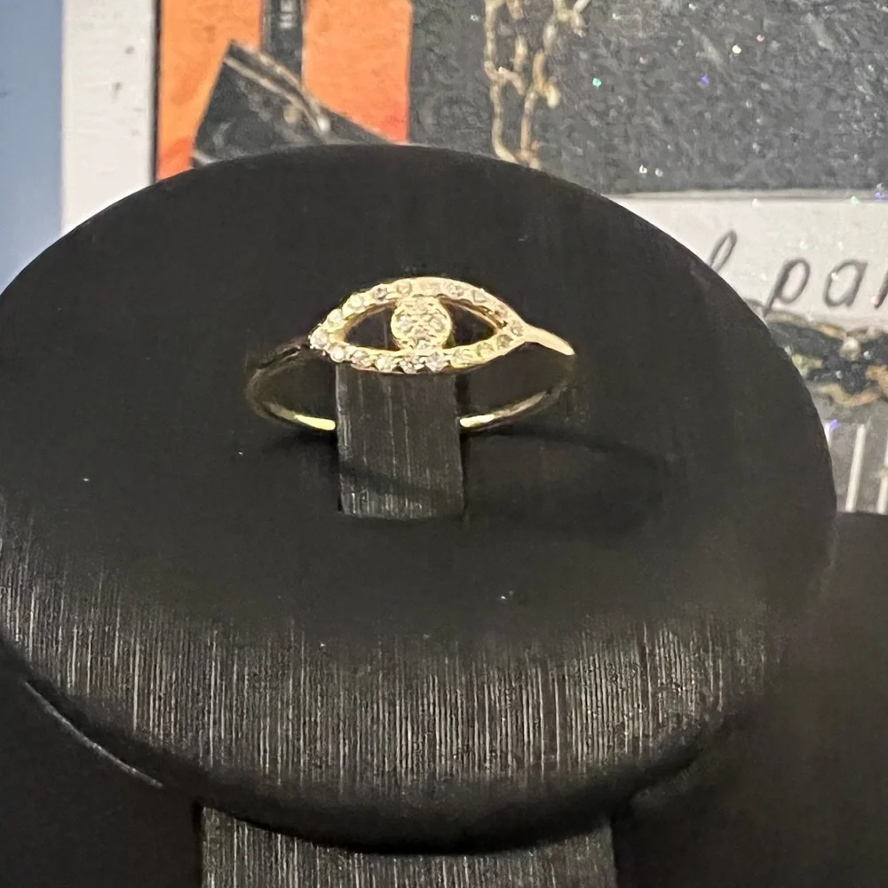 Evil Eye Gold Plated, Silver Ring - Picture 6 of 9